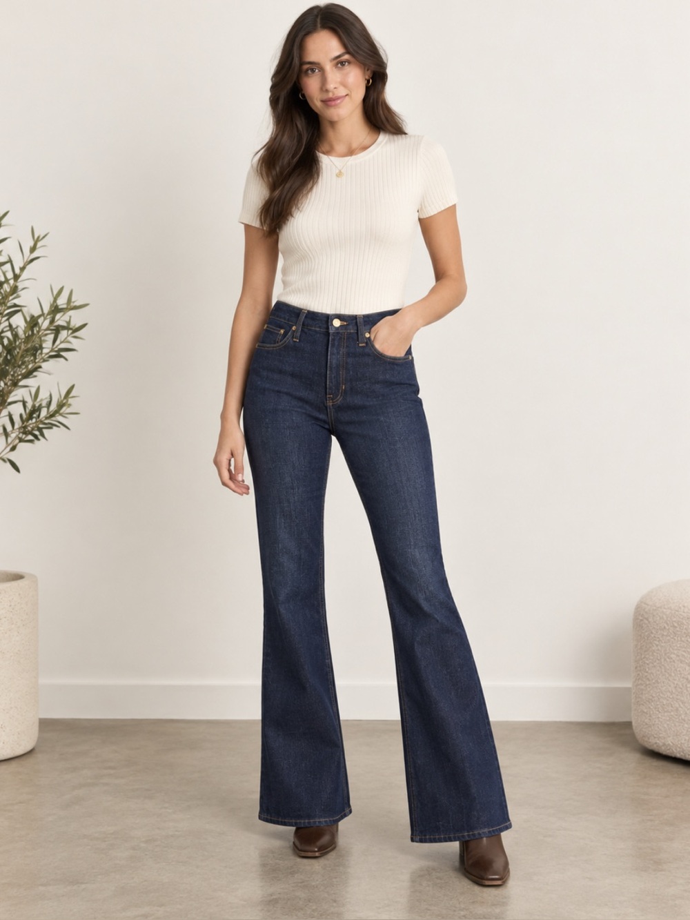 J. Crew High-Rise Dark Indigo Skinny Flare Jeans Size-29 70’s Inspired